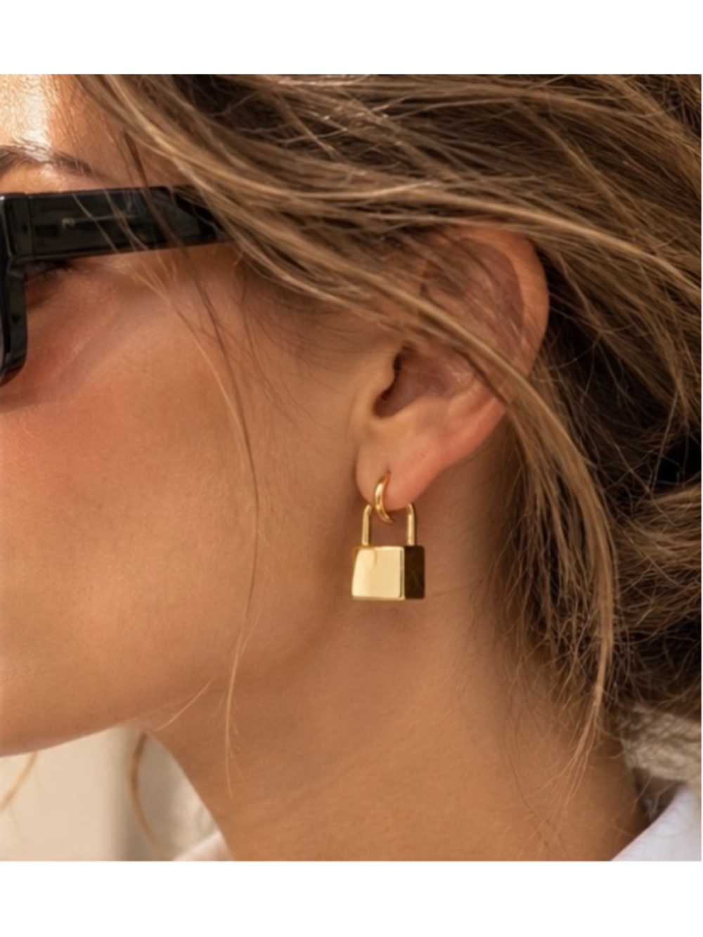 Nordstrom Gold Padlock Hoop Earrings
